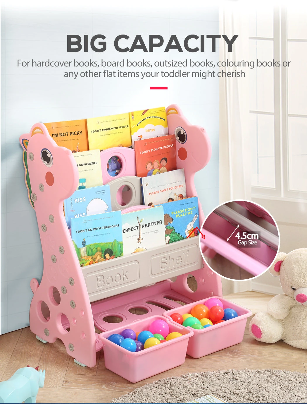 Kids Bookshelf Bookcase Magazine Rack Organiser Shelf Children Pink 8 Kids Bookshelf Bookcase Magazine Rack Organiser Shelf Children Pink - Image 6