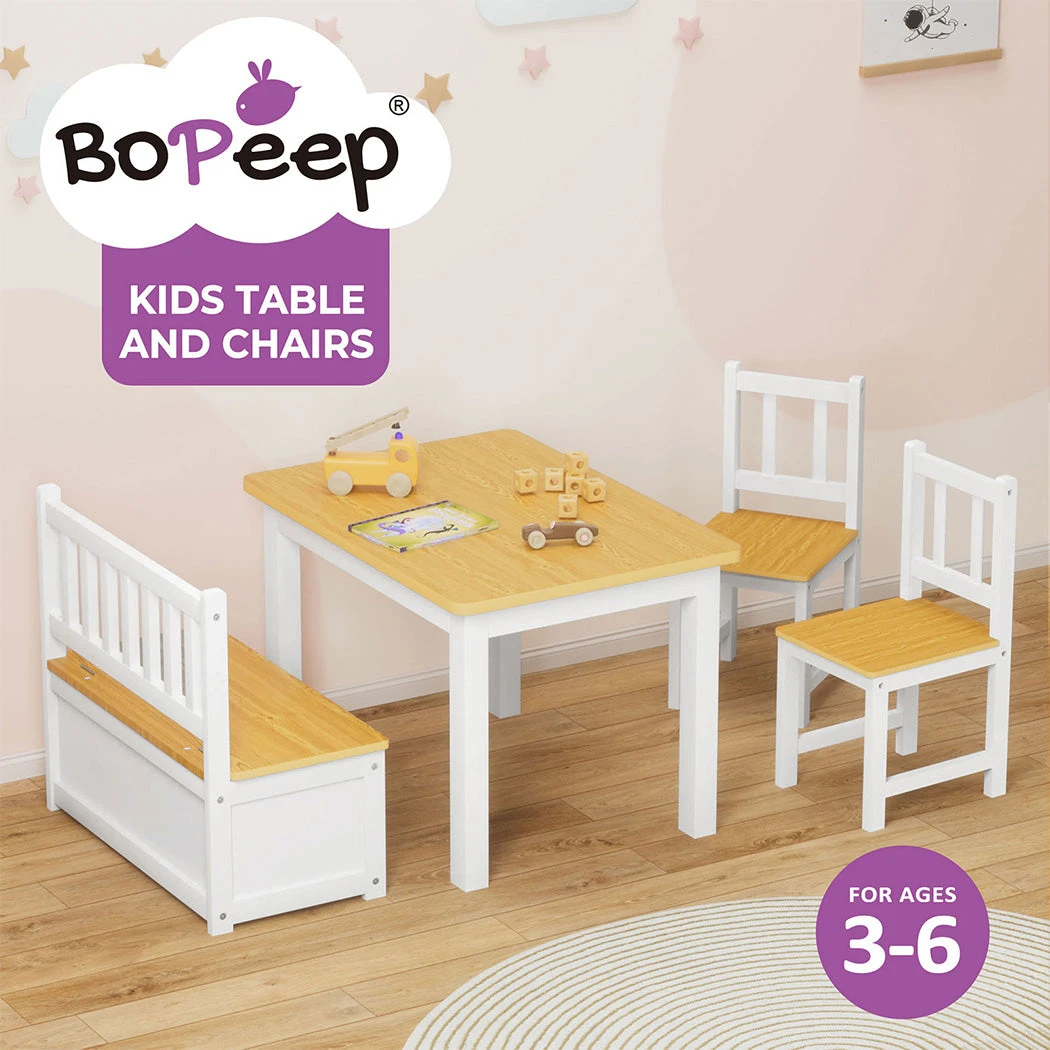 4Pcs Wooden Kids Table And Chairs Set Study Play Desk Children Activity 6 4Pcs Wooden Kids Table And Chairs Set Study Play Desk Children Activity - Image 4