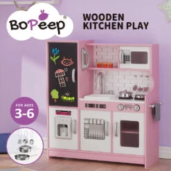 Kids Kitchen Set Wooden Pretend Play Cooking Toys Playset Oven Children