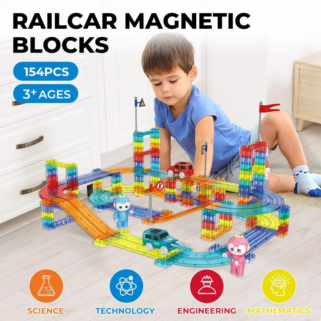 Kids Magnetic Tiles Blocks Railcar Building Educational Toys Children Gift Play 4 Kids Magnetic Tiles Blocks Railcar Building Educational Toys Children Gift Play - Image 2