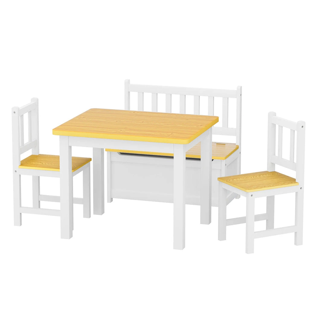 4Pcs Wooden Kids Table And Chairs Set Study Play Desk Children Activity 3 4Pcs Wooden Kids Table And Chairs Set Study Play Desk Children Activity
