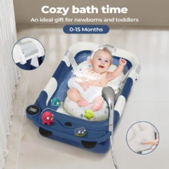 Foldable Baby Bathtub – With Thermometer & Cushion -Baby Products Shop WP01 9295b5ee da39 403d acbd a6ef494d3fed