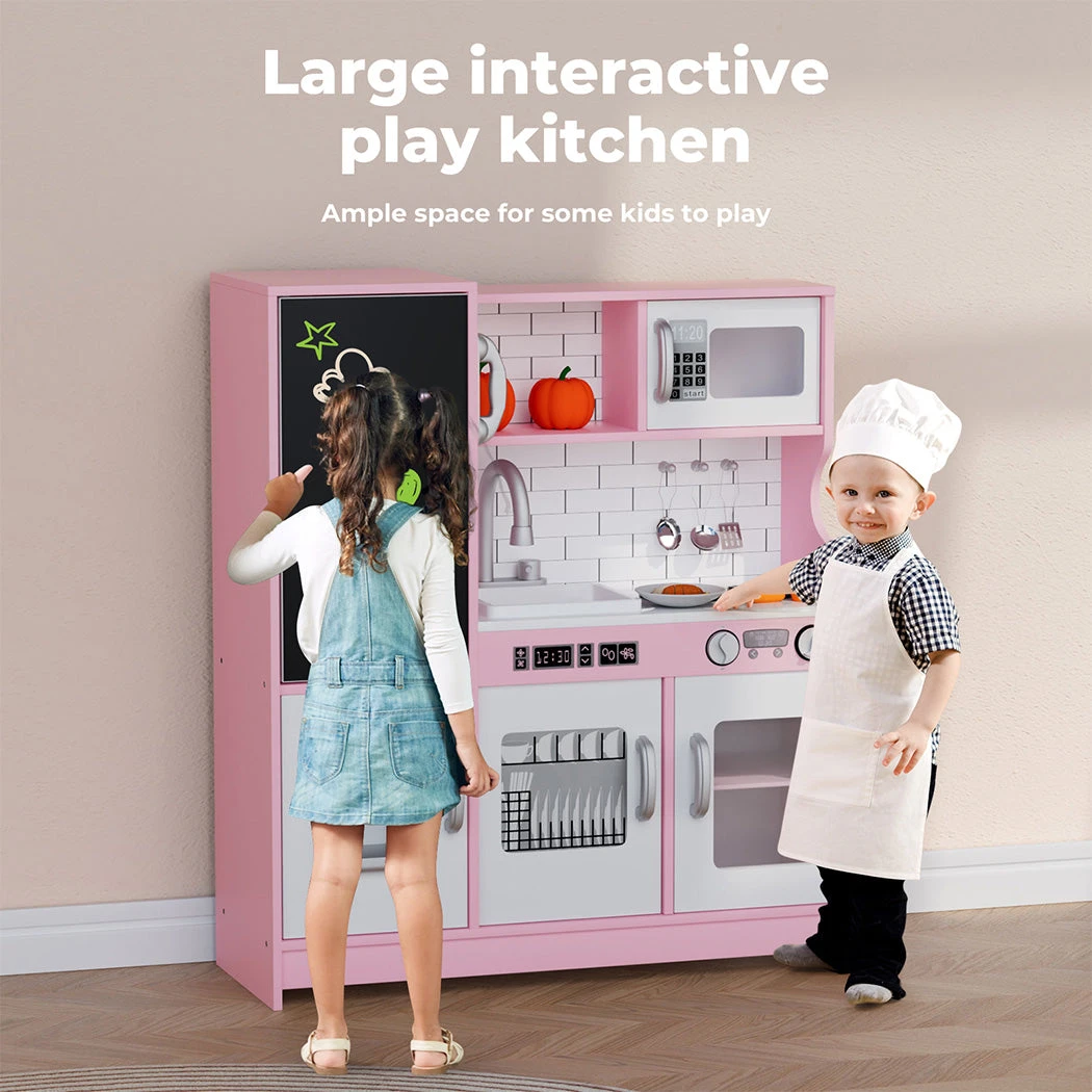 Kids Kitchen Set Wooden Pretend Play Cooking Toys Playset Oven Children 4 Kids Kitchen Set Wooden Pretend Play Cooking Toys Playset Oven Children - Image 2