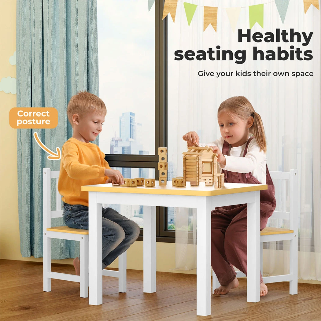 4Pcs Wooden Kids Table And Chairs Set Study Play Desk Children Activity 8 4Pcs Wooden Kids Table And Chairs Set Study Play Desk Children Activity - Image 6
