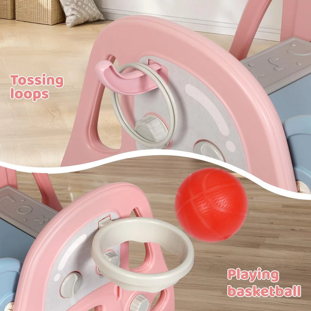 Kid Slide Set Basketball Hoop Indoor Outdoor Playground Activity Center 18 Kid Slide Set Basketball Hoop Indoor Outdoor Playground Activity Center - Image 16