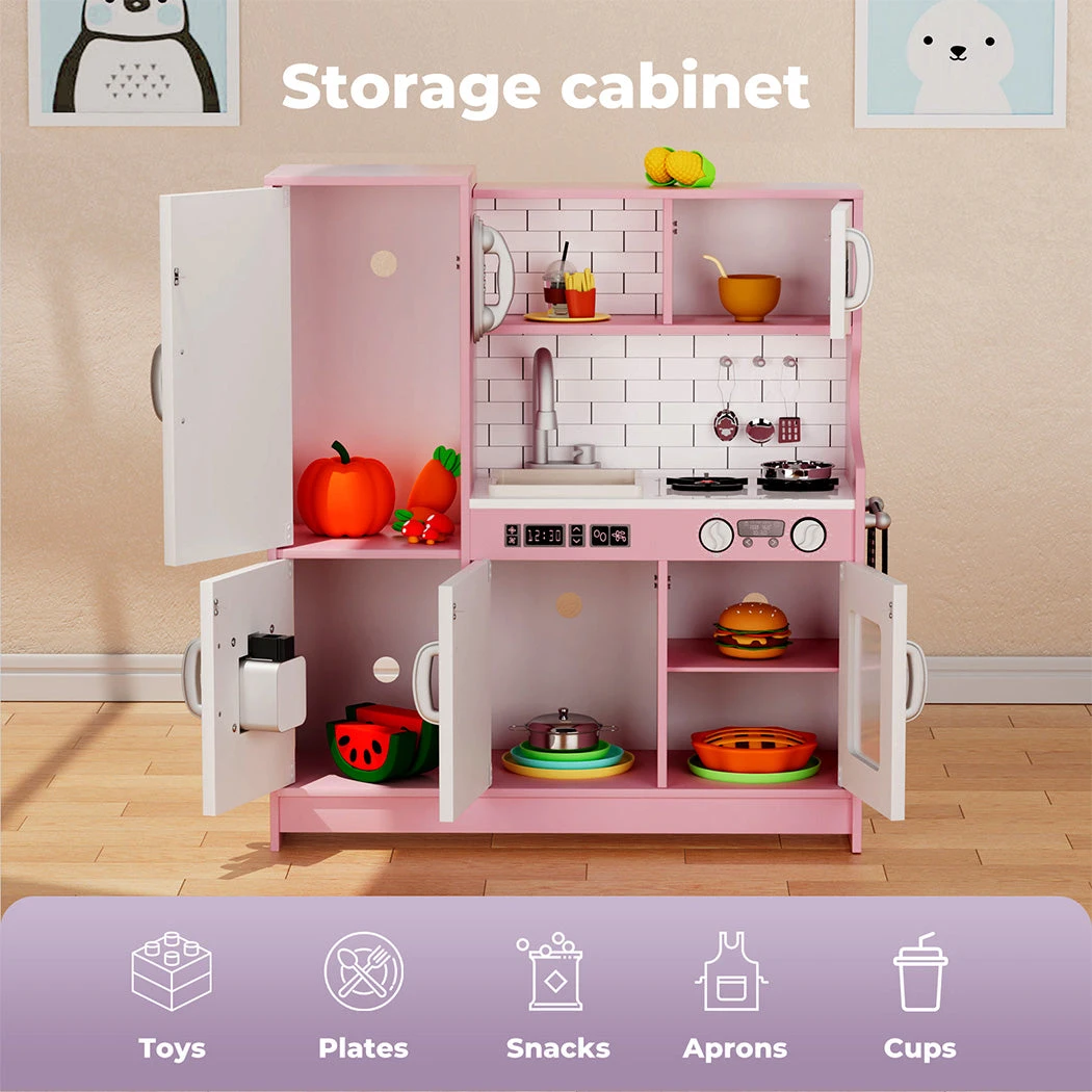 Kids Kitchen Set Wooden Pretend Play Cooking Toys Playset Oven Children 7 Kids Kitchen Set Wooden Pretend Play Cooking Toys Playset Oven Children - Image 5