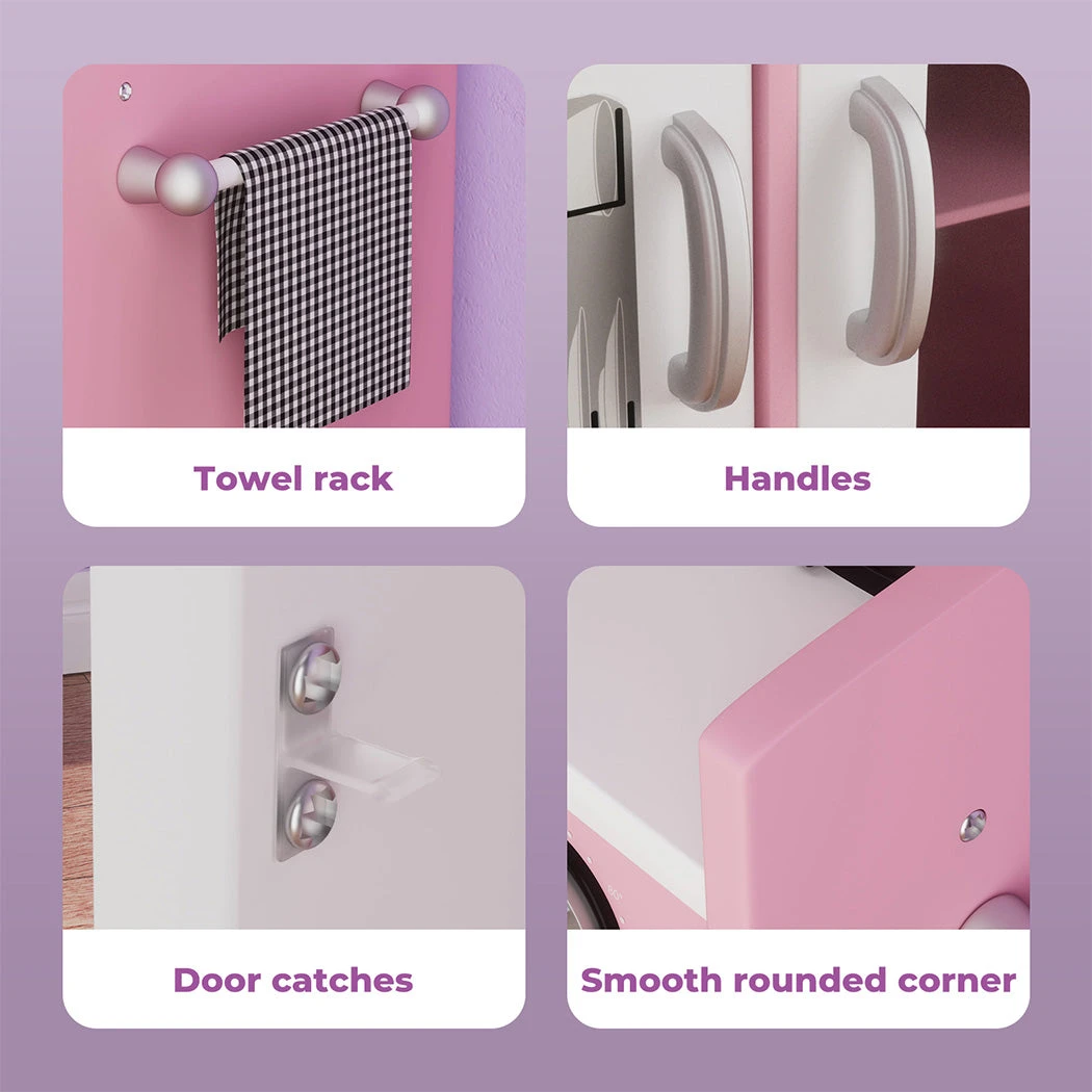 Kids Kitchen Set Wooden Pretend Play Cooking Toys Playset Oven Children 9 Kids Kitchen Set Wooden Pretend Play Cooking Toys Playset Oven Children - Image 7