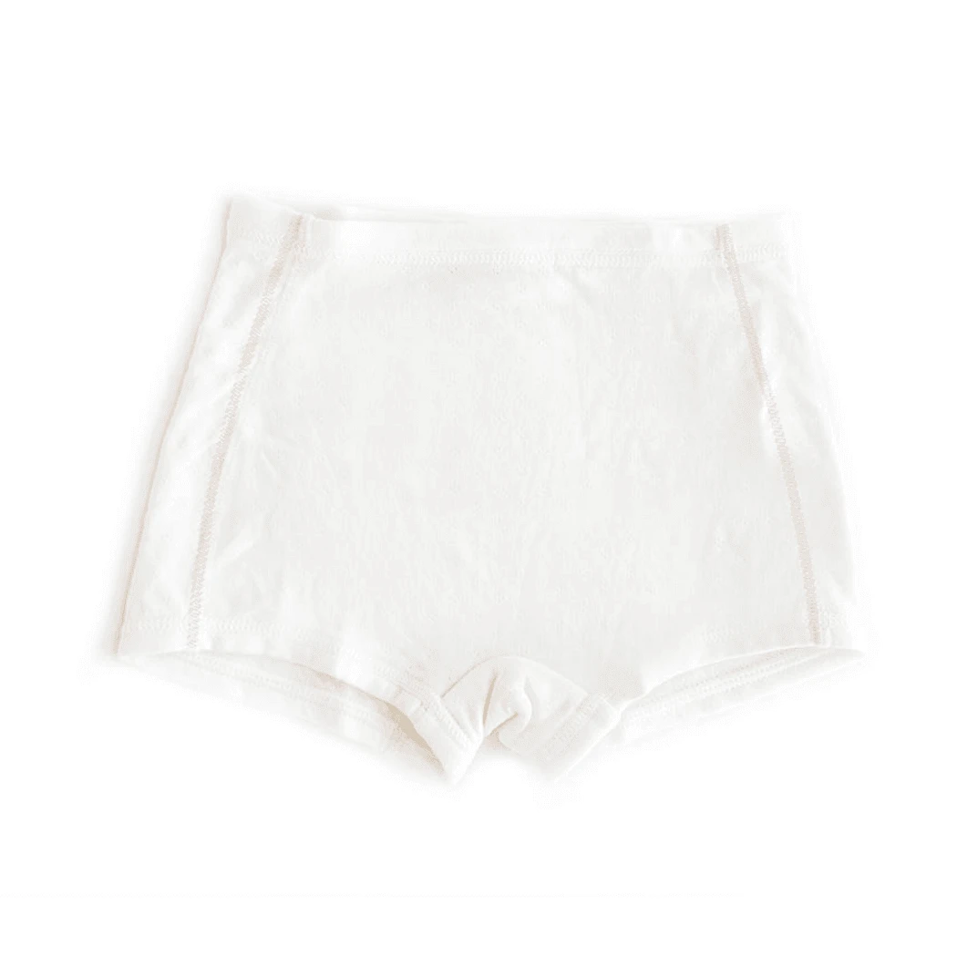 Angel Dept Organic Cotton Kids Underwear White Boxer Briefs - Girl 3 Angel Dept Organic Cotton Kids Underwear White Boxer Briefs - Girl