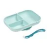 Beaba Silicone Suction Divided Plate & Spoon - Blue -Baby Products Shop beaba silicone suction divided plate and spoon blue lupipop 1