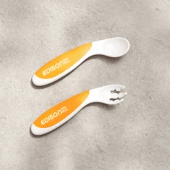 EDISON Mama ForkSpoon Beginner SetOrange Left Handed -Baby Products Shop edison mama forkspoon beginner setorange left handed lupipop 5