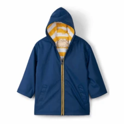 HATLEY Zip Up Splash Rain Jacket | Navy With Yellow Zip