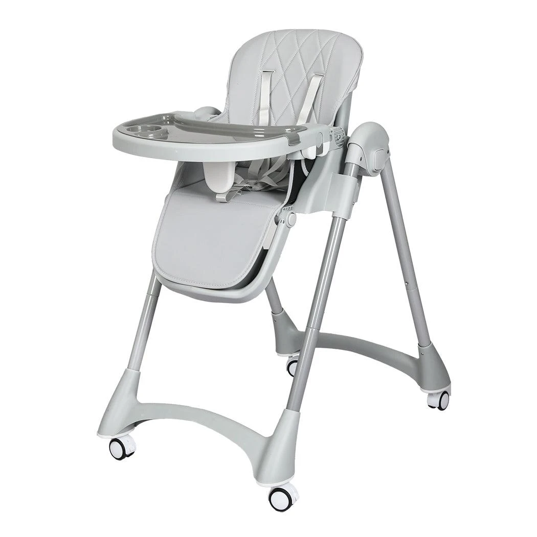 Baby High Chair Folding Double Trays Adjustable Height Wheel Eating 3 Baby High Chair Folding Double Trays Adjustable Height Wheel Eating