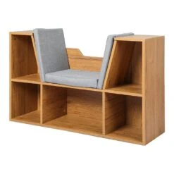 Kids' Bookshelf With Seat & Toy Storage Boxes