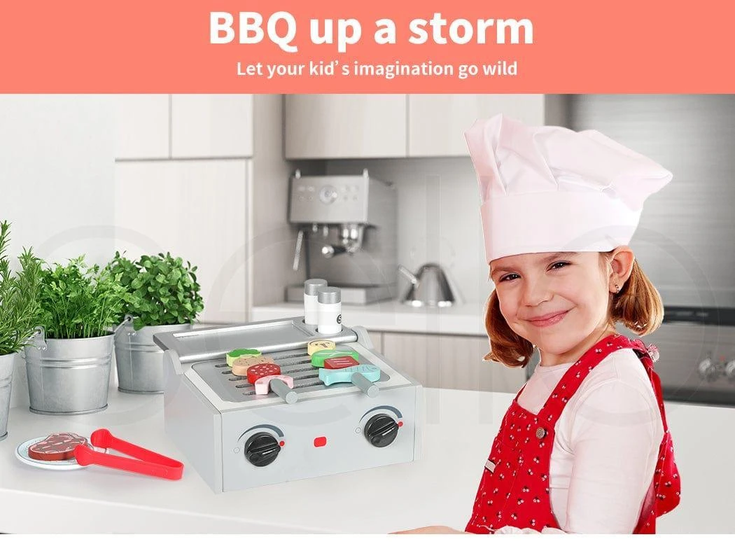 Kids Kitchen Play Set Wooden Toys Children Cooking BBQ Role Food Home Cookware 9 Kids Kitchen Play Set Wooden Toys Children Cooking BBQ Role Food Home Cookware - Image 7