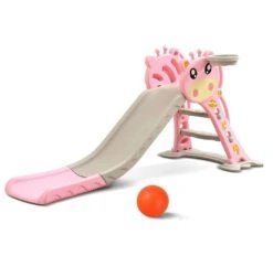 Kids Slide Outdoor Basketball Play Set - Pink