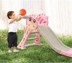 Kids Slide Outdoor Basketball Play Set - Pink -Baby Products Shop kids slide outdoor basketball play set pink lupipop 12
