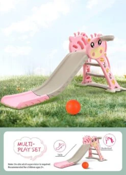 Kids Slide Outdoor Basketball Play Set - Pink -Baby Products Shop kids slide outdoor basketball play set pink lupipop 14