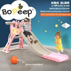 Kids Slide Outdoor Basketball Play Set - Pink -Baby Products Shop kids slide outdoor basketball play set pink lupipop 15