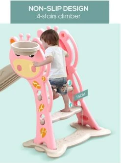 Kids Slide Outdoor Basketball Play Set - Pink -Baby Products Shop kids slide outdoor basketball play set pink lupipop 6