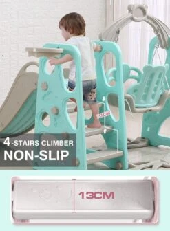 Kids Slide Swing Basketball Ring Play Set - Green -Baby Products Shop kids slide swing basketball ring play set green lupipop 10