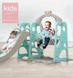 Kids Slide Swing Basketball Ring Play Set - Green -Baby Products Shop kids slide swing basketball ring play set green lupipop 13