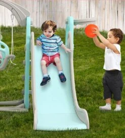 Kids Slide Swing Basketball Ring Play Set - Green -Baby Products Shop kids slide swing basketball ring play set green lupipop 14