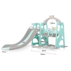 Kids Slide Swing Basketball Ring Play Set - Green -Baby Products Shop kids slide swing basketball ring play set green lupipop 3