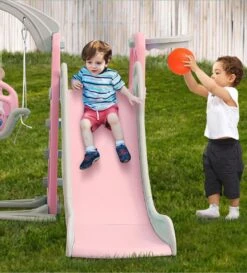 Kids Slide Swing Basketball Ring Play Set - Pink -Baby Products Shop kids slide swing basketball ring play set pink lupipop 12