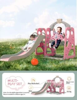 Kids Slide Swing Basketball Ring Play Set - Pink -Baby Products Shop kids slide swing basketball ring play set pink lupipop 13