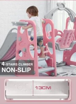 Kids Slide Swing Basketball Ring Play Set - Pink -Baby Products Shop kids slide swing basketball ring play set pink lupipop 8