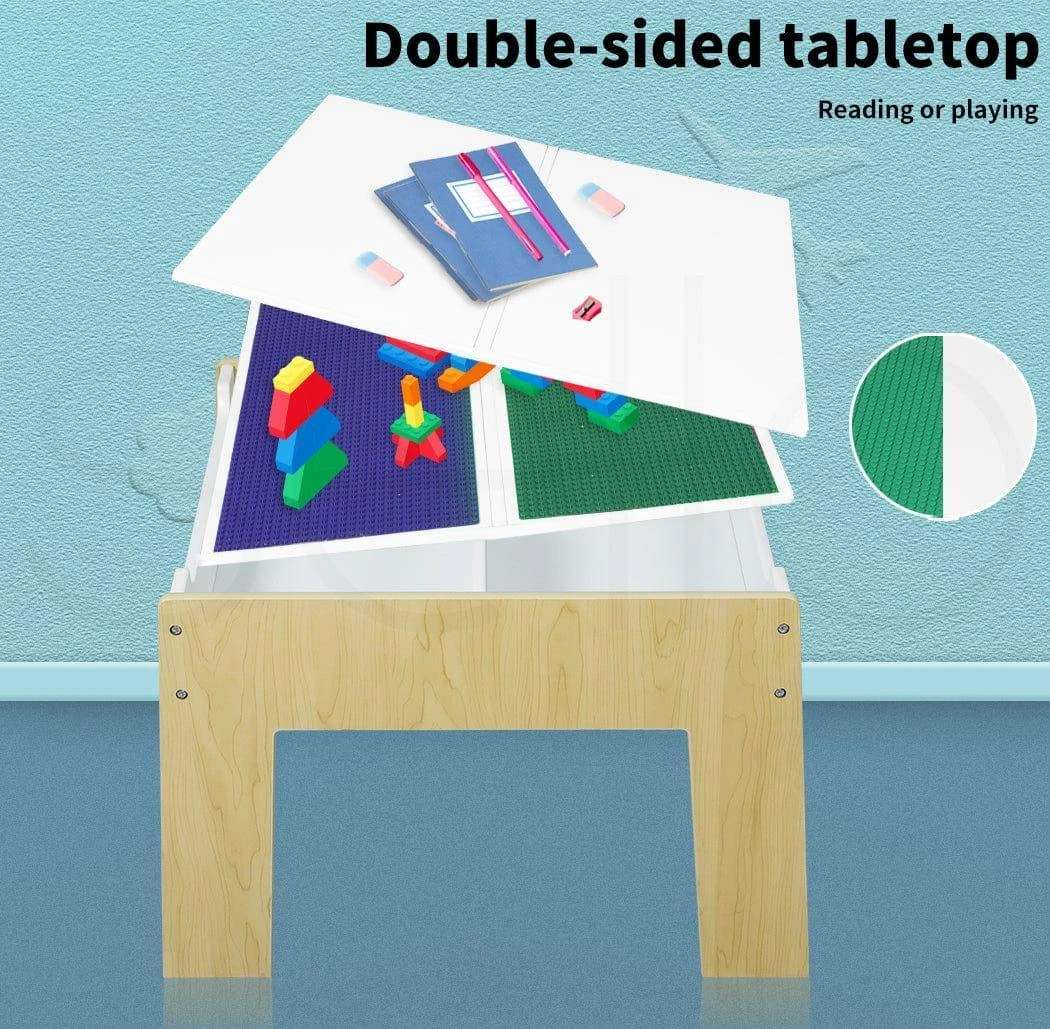 Kids Wooden Table & Chair Set 3-Piece With Building Blocks 12 Kids Wooden Table & Chair Set 3-Piece With Building Blocks - Image 10