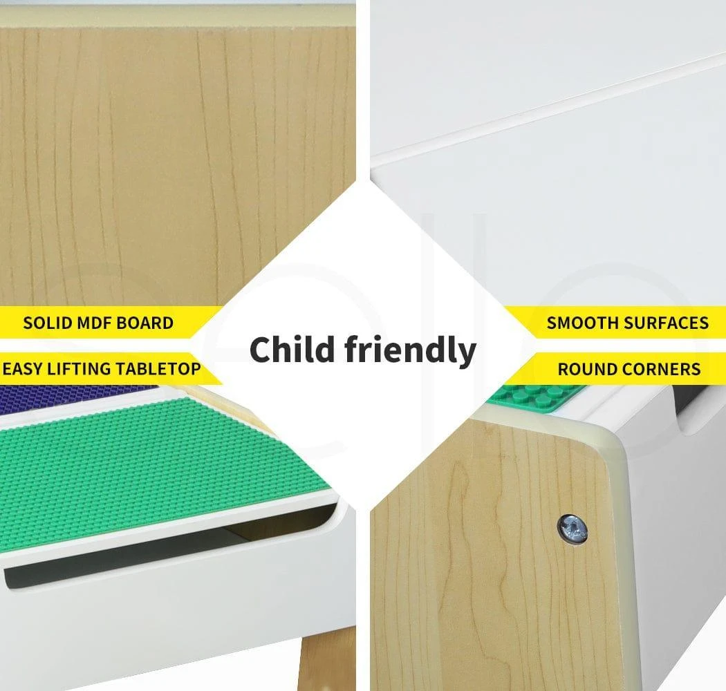 Kids Wooden Table & Chair Set 3-Piece With Building Blocks 10 Kids Wooden Table & Chair Set 3-Piece With Building Blocks - Image 8