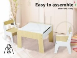 Kids Wooden Table & Chair Set 3-Piece With Building Blocks 24 Kids Wooden Table & Chair Set 3-Piece With Building Blocks -Baby Products Shop kids wooden table and chair set 3 piece with building blocks lupipop 9