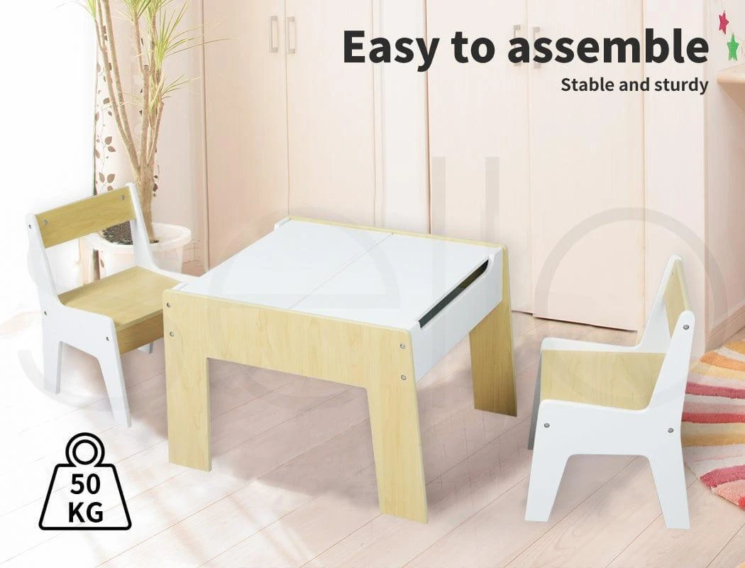 Kids Wooden Table & Chair Set 3-Piece With Building Blocks 11 Kids Wooden Table & Chair Set 3-Piece With Building Blocks - Image 9