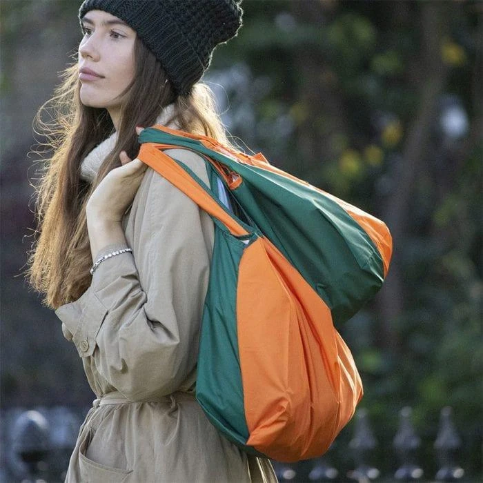 KIND BAG Reusable Bag - Medium| Bicolour Green & Orange 5 KIND BAG Reusable Bag - Medium| Bicolour Green & Orange - Image 3