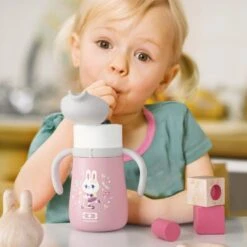 Monbento MB Stram Insulated Kids Bottle-Pink Bunny -Baby Products Shop monbento mb stram insulated kids bottle pink bunny lupipop 6