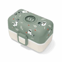 Monbento Tresor Graphic Kids's Bento Box- Green Raccoon