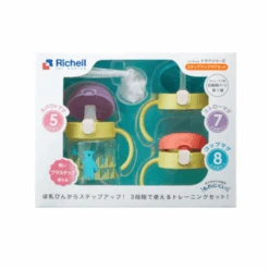 Richell - Tli Straw Mug Set R Blue Yellow Bear